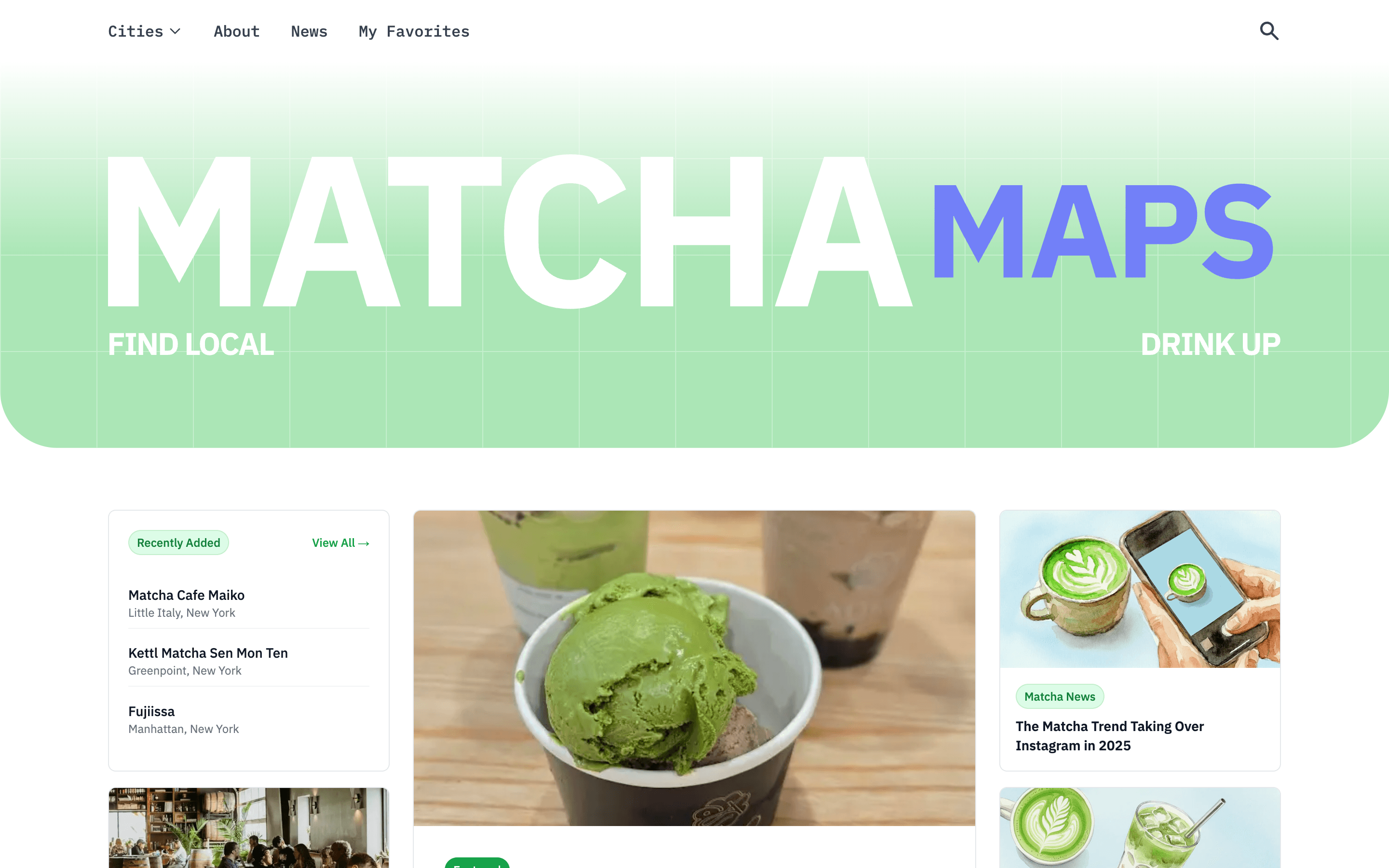 The Matcha Maps website — find and review the best matcha spots in your city