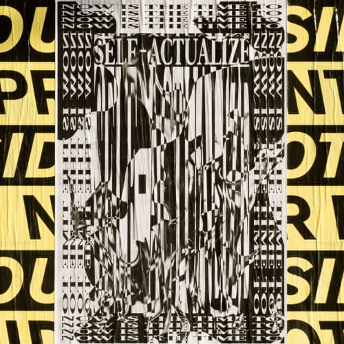 Detail of the Self-Actualize collaboration poster showing texture from analog print process