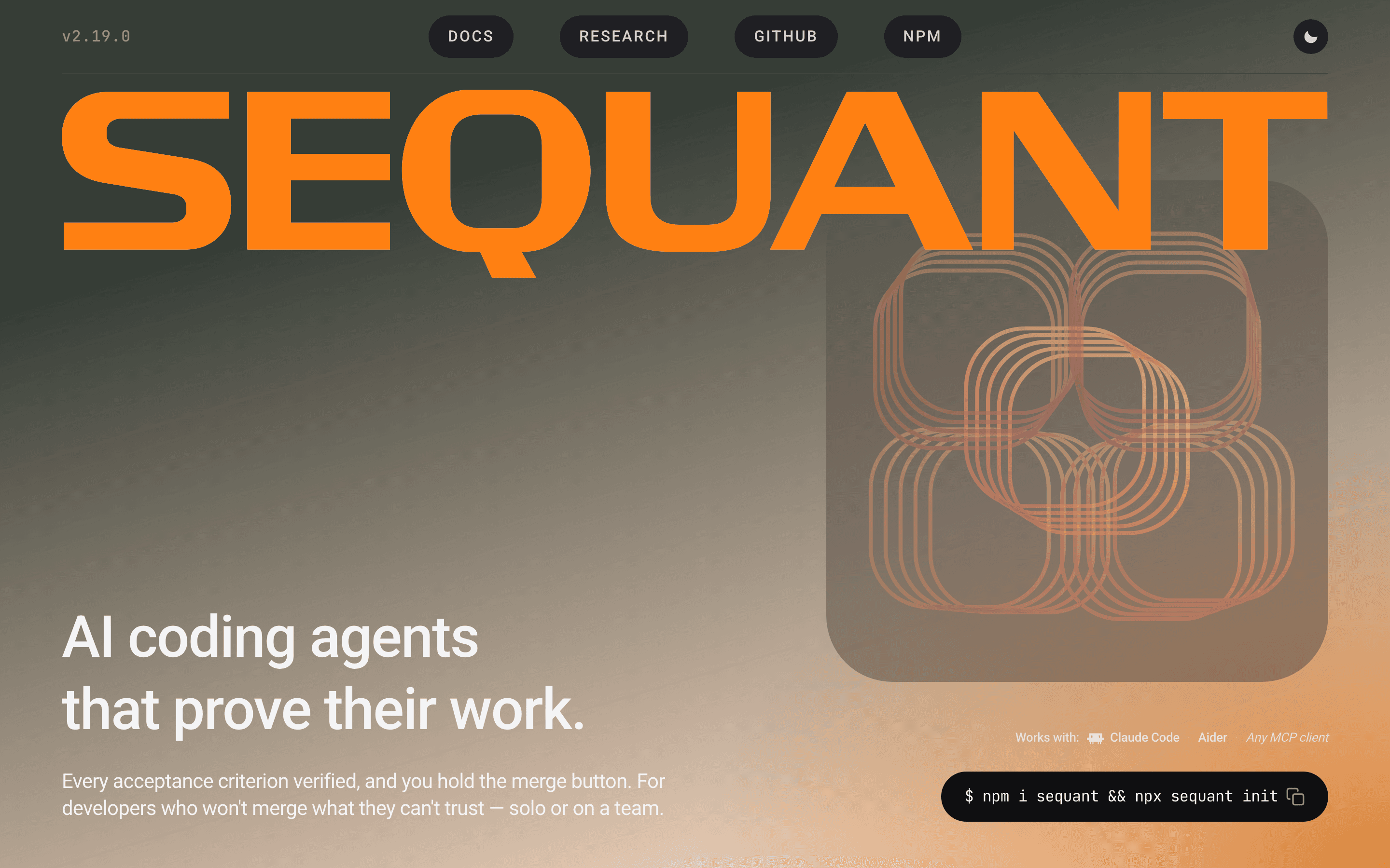 The sequant.io marketing site — brand, marketing site, and motion case study